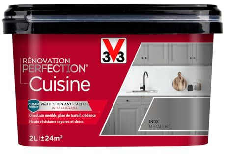 V33 Peinture de rénovation cuisine, Rénovation perfection Inox Métallisé 2L
