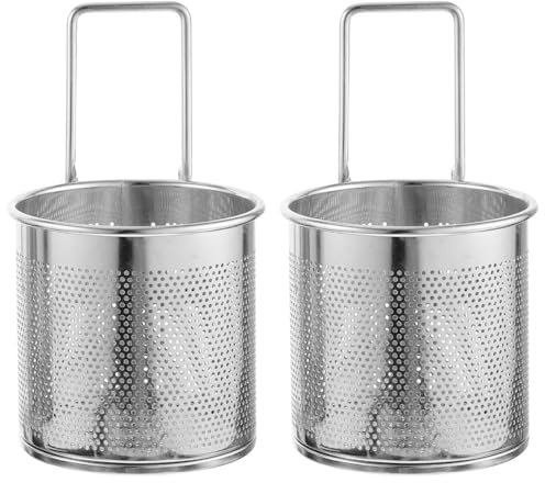 UPKOCH Hot-Pot-Dehnungskorb Aus Edelstahl Mit Hängehaken 2Er Set Siebkorb Für Heißer Topf Und Küchenabfluss Praktisch Zum Abtropfen Von Gemüse Und Nudeln