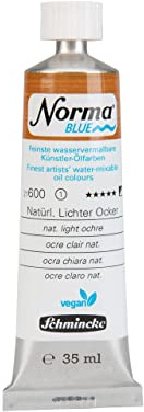 Schmincke - NORMA Blue, 21600009, finaste akvarelloljor för konstnärer, högpigmenterade, ljusbeständiga, veganer, naturligt ljust ocker, 35 ml