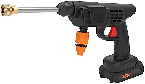 Lavadora a Presión Inalámbrica para Automóvil, Limpiador de Alta Presión Portátil de 90 Bar 3‑5 M, Pistola de Lavado a Presión Eléctrica de Mano de 400 W Alimentada por Batería (Enchufe de la UE)