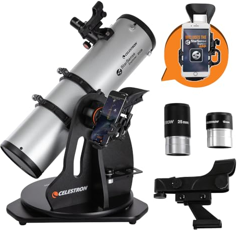 Celestron 22481 StarSense Explorer 130mm Tabletop Dobsonian Smartphone App-Enabled Telescope Works with StarSense App to Help You Find Nebulae, Planets & More – iPhone/Android Compatible
