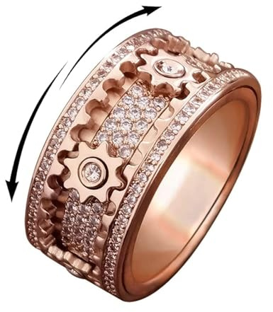 AMZCOM Spinner Ringe für Damen Herren, Zappelband Fingerring Anti stress Ring Drehbar Anti-angst Ring Fidget Toy für Meditation Stressabbau mit Geschenkebox