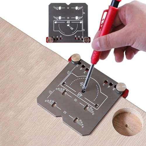 Wjelet Gabarit de charnière moderne en aluminium mat de 35 mm pour porte d'armoire de cuisine, gabarit de charnière de perçage réglable, kit de charnière d'armoire pour outils et équipements de