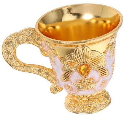 Cabilock Copa De Vino Blanco De Metal Europeo Vintage con Relieve Taza para Licor y Sake para Bar Casa y Camping