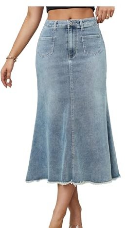 MINTLIMIT Long Denim Skirt for Women Casual A-Line Denim Maxi Skirt 2025 High Waisted Jean Skirt with Pocket
