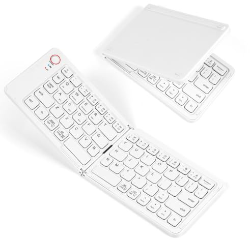Aolso Clavier Bluetooth Pliable, Mini Portable Clavier sans Fil avec Pavé Numérique, Rechargeable, Clavier Ipad Clavier sans Fil pour Windows iOS Android Tablette iPad - Blanc