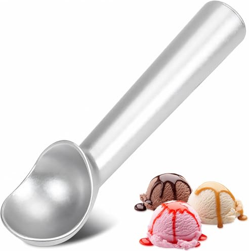 Ice Cream Scoop,Silver Aluminum Ice Cream Scooper,7.3 Inches One-Piece Design Nonstick Cookie Spoon,Durable,Easy to Clean