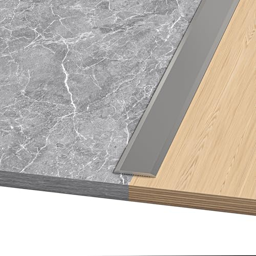 Floor Transition Strip Self Adhesive 3Pcs (90cm) - Anodized Aluminum Alloy Profile For Laminate, Parquet & Tile Flooring(Gray,W33mm)