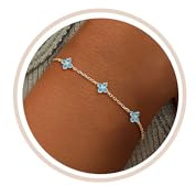 FUNEIA Bracelet Femme Chaine Or En Trefle à 4 Feuilles Réglable Bracelet 18k Plaqué Or En Zircon Cubique Fleur Bracelets Personnalisé Fantaisie Bijoux Cadeau Anniversaire Femmes Fille Copine Maman