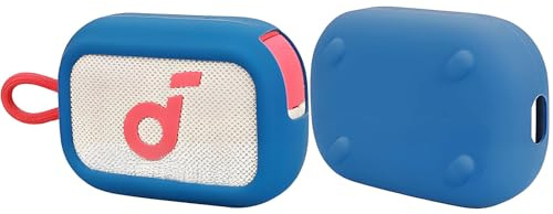 easyBee Skyddsfodral kompatibelt med Soundcore Select 4 Go Bluetooth-högtalare med nyckelring – mjukt flytande silikon, ultratunt och stöttåligt fodral – blå