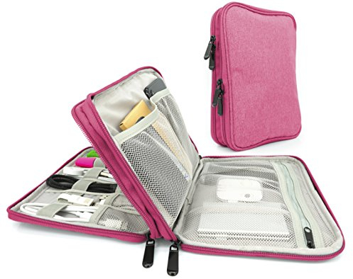 MyGadget Universal Kabel Organizer Tasche für Elektronik Zubehör - Reise Kabeltasche Aufbewahrung Reisekabel wie Ladekabel | Ladegerät | SD Karte - Pink
