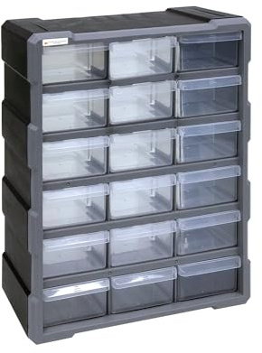 Quantum Storage Systems PDC-18BK 18 Drawers Cabinet Part Organizer 19 H x 15 W x 7 D