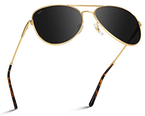 WearMe Pro - Polarized Pilot Style Classic Aviator Sunglasses (Gold/Black)