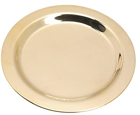 NKlaus Ø11cm Kerzenteller aus Messing Gold Dekoteller mit Rand Handarbeit Untersetzer 10582