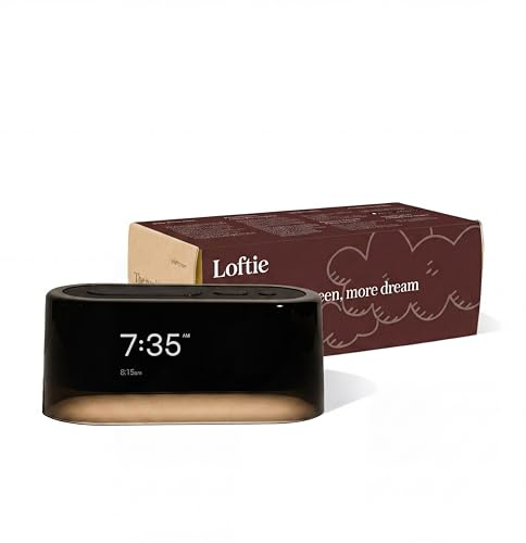 Loftie Alarm Clock with Sound Machine – Smart Alarm Clock with Night Light, White Noise, Bluetooth Speaker, 100+ Sounds Included Free, No Subscription Required, Blackout Mode- Black