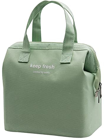 Mziart Simple Insulated Bento Lunch Bag Cooler Tote Bag for Women Men Adult Picnic Work Hiking Beach (Light Green)