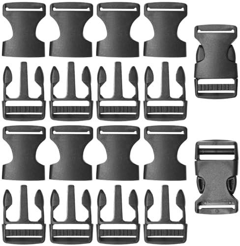 Ruidee 10 Stück Klickverschluss Gurtband Steckschnallen Steckschließer für Gepäckgurten Rucksackgurten (BK-25mm)