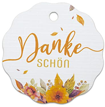 Summer-Ray 50 Stück Danke Schön Leinen Strukturierte Jakobsmuschel-Geschenkanhänger Hochzeit Geburtstagsparty Anhänger (Weiße farben)
