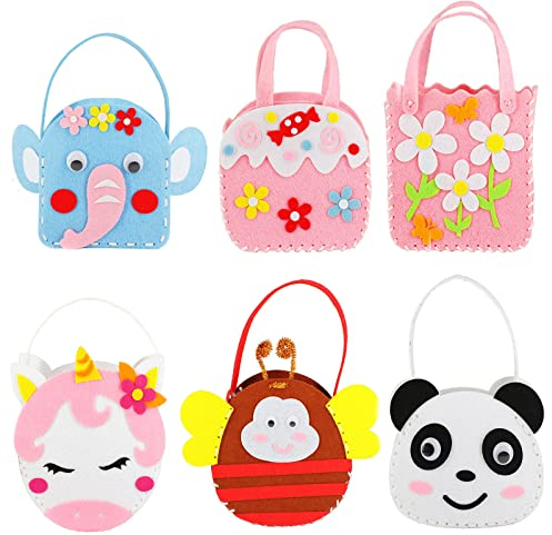 6 Pack Filz Nähsets Kinder, Kinder Nähsets DIY Handwerk Handtasche für Anfänger Children Mädchen Geschenk
