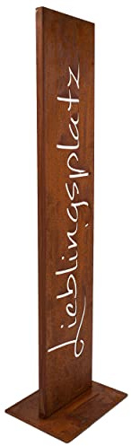 Rostikal Gartenschild „Lieblingsplatz“ 100 cm – Edelrost Stele aus Metall für Garten & Eingang – Rostdeko Schild für Terrasse, Haustüre & Gartenn