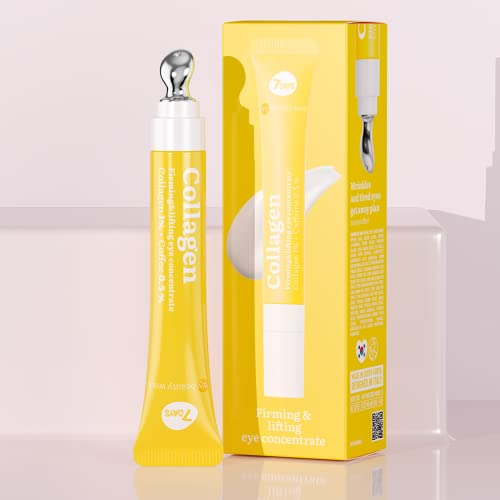 7DAYS Augencreme mit Collagen, Vitamin C & Koffein, Anti-Aging Augenroller gegen Falten & Augenringe, 18 ml