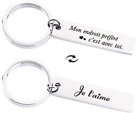 1Pc Porte Clé Cadeau Saint Valentin Porte Clef Idée Cadeau Je t'aime pour Couple Amoureux Petit Ami Mari Fiançailles Mariage Anniversaire Noël avec Boîte