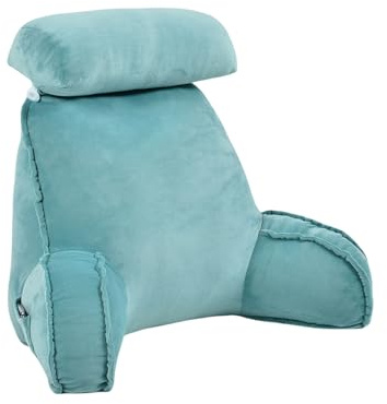 DSXH Soft Bed Rest Reading Pillow With Neck/Arm Support, Shredded Memory Foam Bed Rest Pillow Back Lumbar Support Cushion For Reading Watching TV Gaming (Blue)