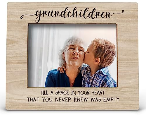 FONDCANYON Grandchildren Fill a Space in Your Heart That You Never Knew was Empty Picture Photo Frame,Grandparents Day Birthday Gifts for Grandparents Picture Frames (5x7 Inch Photo)