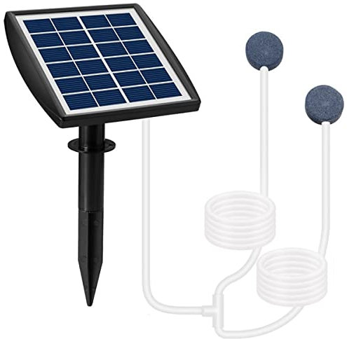 Solar Oxygen Pump Solar Powered Air Pump High Efficiency Oxygenation Device 2W Fish Tank Oxygenator 1L Two Mode Outdoor Water Air Pump Aerator for Pond Pool Garden Decoration