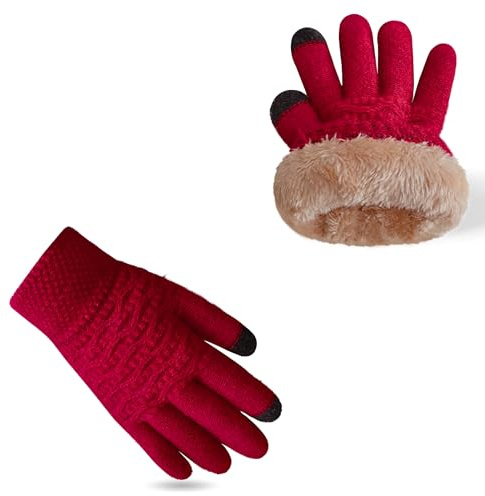 AUSUAYA Dicke warme Touchscreen Handschuh, Wolle stricken Fleece gefüttert Touchscreen Handschuh für Winter kaltes Wetter W-G-G1