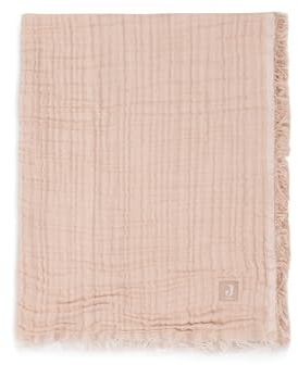 Jollein Babydecke Fringe Moonstone/Ivory- 75x100cm - 100% Bio Baumwolle - Für Babywiege - Musselindecke - 0.5 TOG - GOTS Zertifiziert - Elfenbeinfarben/Gelb