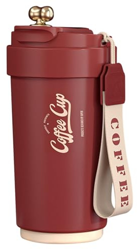 XUDREZ 450ml Travel Mug with Leakproof Lid, Double Walled Stainless Steel Thermal Mug Flask, Reusable Vacuum Bottle Insulated Coffee Cup, Temperature Display Coffee Travel Mug for Hot and Cold Drinks