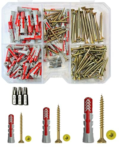 Fischer Dübel Set incl Schrauben und Torx Bits (164Teile) DuoPower Universaldübel mit Schraube