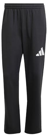adidas Herren Essentials Wide Leg Three Bar Pant, Black/White, XL