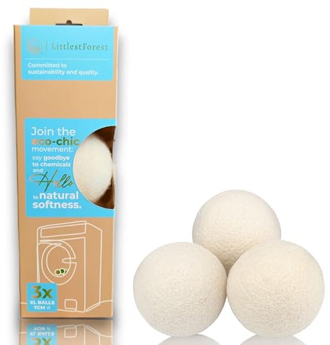 Trocknerbälle für Wäschetrockner, Unterstützen als Sauberkugel und Fusselbälle für Waschmaschinen. Dryer Balls Wiederverwendbare, Trocknerballe Antistatische Wolle Hypoallergen aus Neuseeland.