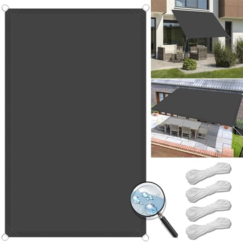 Tenda a Vela Rettangolare Vela Ombreggiante 4 x 5 m Antivento, Alta Protezione Solare, Pes Protezione UV 98% Tenda a Vela da Sole Impermeabile per Giardino Esterno Terrazza, Grigio Scuro