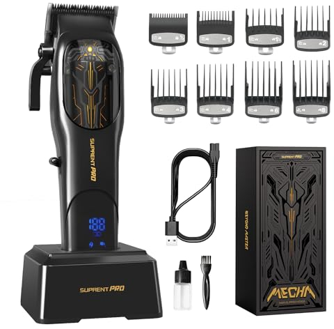 SUPRENT PRO Haarschneidemaschine Profi, Haarschneider Herren Bürstenloser Motor mit Hohem Drehmoment & DLC-beschichteter Keramikklinge, Wiederaufladbar Haarschneider LED Display, Geschenk (Schwarz)