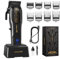 SUPRENT® PRO Professional Hair Clippers for Men- High Torque Brushless Motor with DLC Coated Ceramic Blade, Mens Cordless Hair Clippers Set for Barbers with Charging Base, Gift for Men (Black)