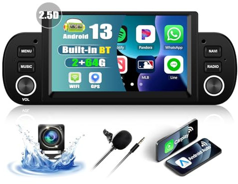 CAMECHO 2+64G Wireless Carplay 6.2 Pollici Autoradio per Fiat Panda 2013-2020 Android 13 Radio con Telecamera Retromarcia BLuetooth WIFI GPS FM/RDS Android Auto Mirror Link SWC HD Touchscreen +Canbus