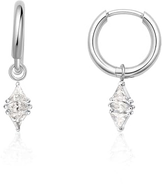 Limerencia Titan Creolen mit Anhänger, G23 Medizinische Hypoallergen Hängende Ohrringe mit Perlen Kubischer Zirkoniumdioxid für empfindliche Ohren Mode Damenschmuck