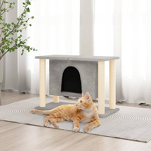 LAPOOH Kratzbaum mit Sisal-Kratzsäulen Hellgrau 50 cm, Katzenkratzbaum, Katzenmöbel, Kratztonne Für Katzen, Aktivitätskratzbäume, Katzen Zubehör