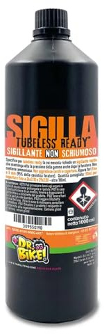 DR. BIKE Sellador no espumoso TBL Ready 1L. Líquido sellador rápido. Repara agujeros de hasta 5 mm. Sellador de cámara de aire antipinchazos Bicicleta tubeless Ready. No amoniaco. Inflar y repara
