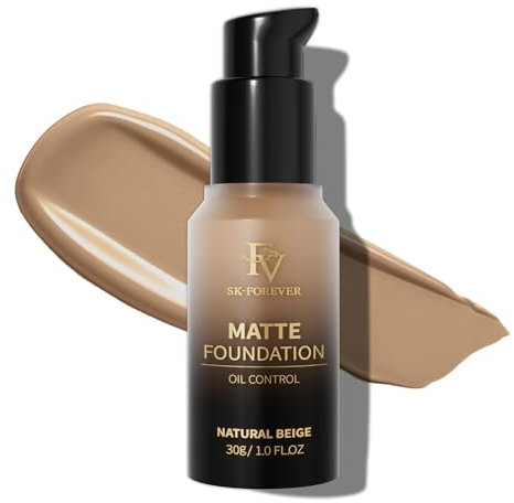 FV Wasserfest und langanhaltend Foundation, Leicht und Makelloses, Ölkontrolle Foundation Makeup, Ideal für Fettige Haut (Natural Beige Matte, 30g)