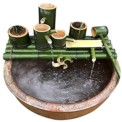 Trädgårdsvattenfunktion Solfontän Bambufontän utomhusfontän som används för fågeltank, akvarium, damm eller trädgårdsdekoration ser väldigt intressant ut (12(100cm/39.3in))