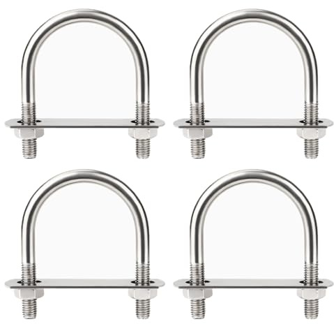 4 pcs Pernos En Forma de U, Pernos En U Redondo, M6 x 44mm (Ancho Interior) | U Bolt de Acero Inoxidable 304, Pernos En U de M6, con Arandela y Tuerca, Para Fijación de Tuberías
