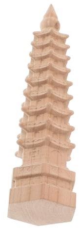 Abaodam Statue de Pagode Chinoise Sculpté Minutieusement en Bois Khaki à 9 Niveaux Modèle de Tour Wenchang Décoration Feng Shui Zen pour Bureau et Maison