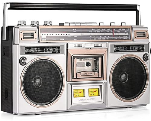 Reproductor de casetes y CD Estilo Retro de los años 80, Radio con Reproductor de casetes, Reproductor de casetes Retro con Bluetooth y Radio FM y Dab+, Compatible con Entrada SD/USB