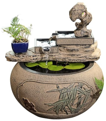 Decoraciones De La Casa Adornos de Agua de Estilo Chino for el Porche de la casa, la Sala de Estar, el Escritorio, la Oficina, Fuente de Agua circulante, Paisaje Fuente De Escritorio