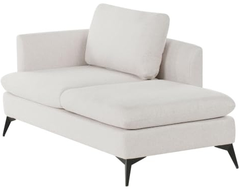 Beliani Chaiselongue Stoff hell beige linksseitig mit Kissen klassisch modern Sievoz