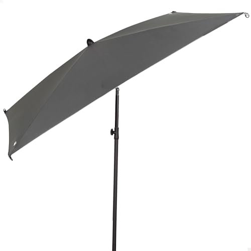 AKTIVE 61151 Parasol de terrasse carré, 175 x 175 cm, gris, mât en acier inclinable, tissu polyester avec protection UV30, 4 baleines résistantes, facile à monter et à ranger, parasol de jardin